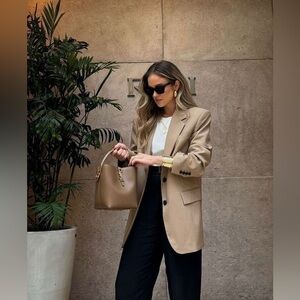 ZARA‎ Beige oversized Blazer Neutral Jacket Business Casual Minimalist Workwear